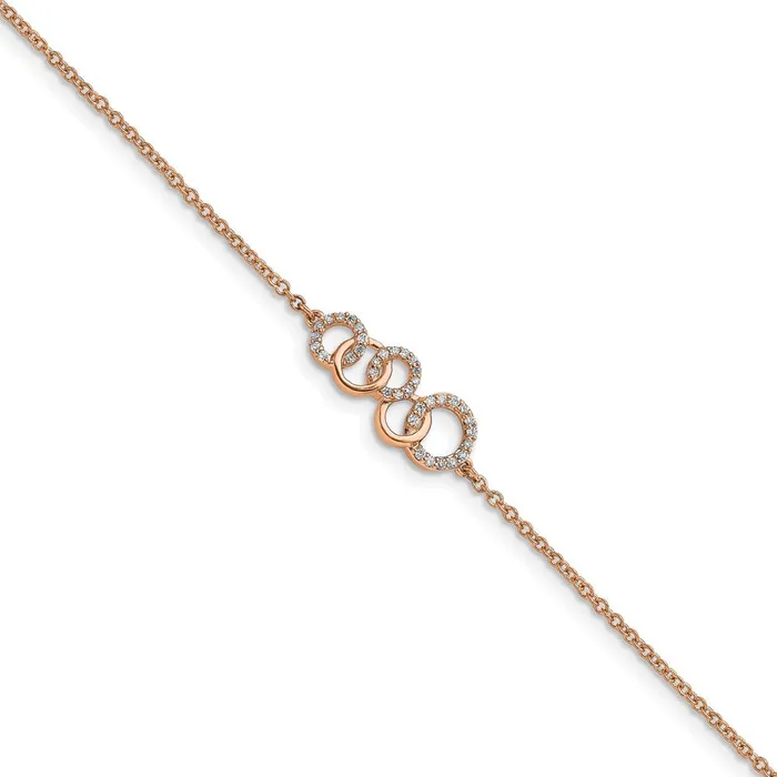 WB Choice Jewelry Bracelets 14k Rose Gold Diamond Circles wStar Dangle 7in BraceletWBCBM6903015RA