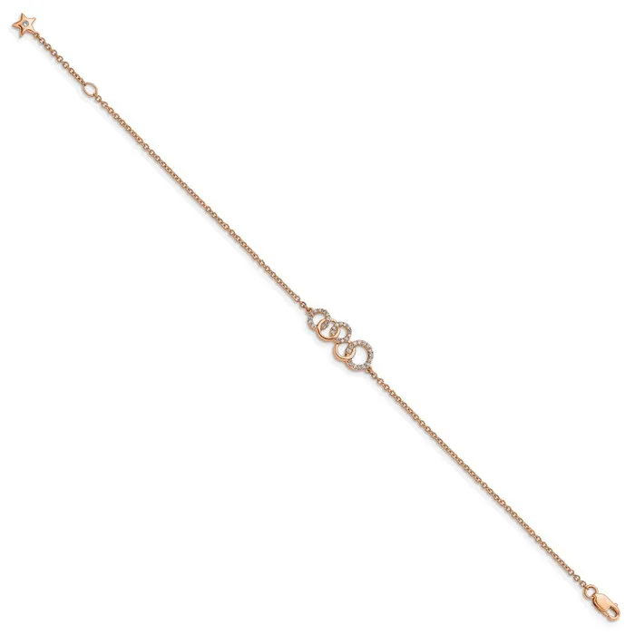 WB Choice Jewelry Bracelets 14k Rose Gold Diamond Circles wStar Dangle 7in BraceletWBCBM6903015RA WB Choice Jewelry Bracelets 14k Rose Gold Diamond Circles wStar Dangle 7in BraceletWBCBM6903015RA
