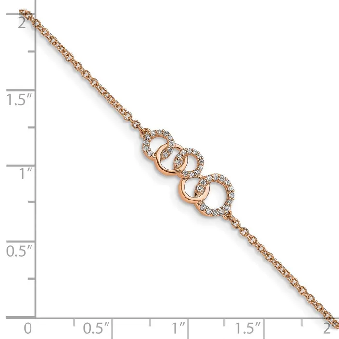 WB Choice Jewelry Bracelets 14k Rose Gold Diamond Circles wStar Dangle 7in BraceletWBCBM6903015RA WB Choice Jewelry Bracelets 14k Rose Gold Diamond Circles wStar Dangle 7in BraceletWBCBM6903015RA
