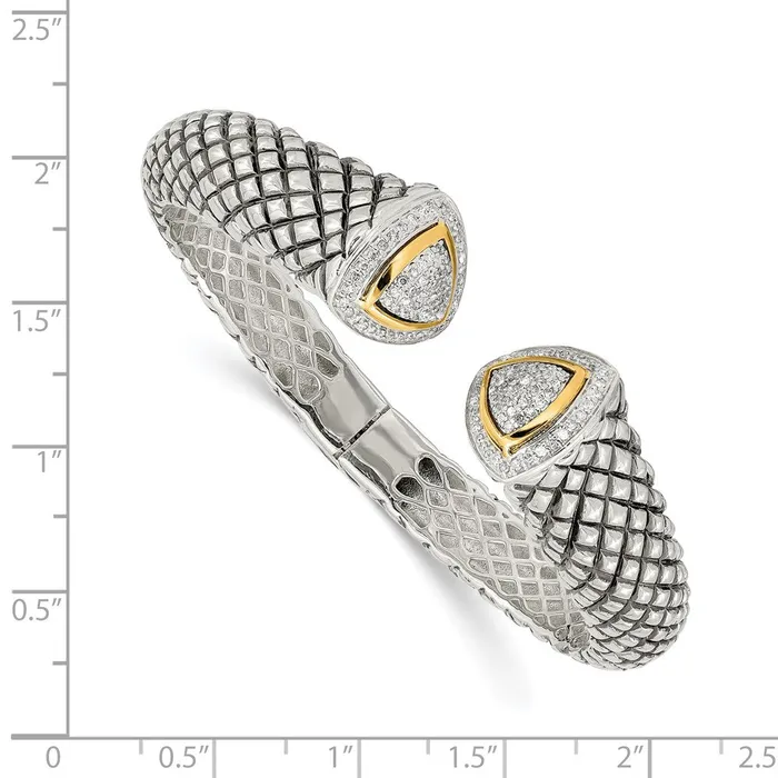 WB Choice Jewelry Bracelets SS w14k True Twotone 12ct Diamond Hinged Cuff BraceletWBCQTC115