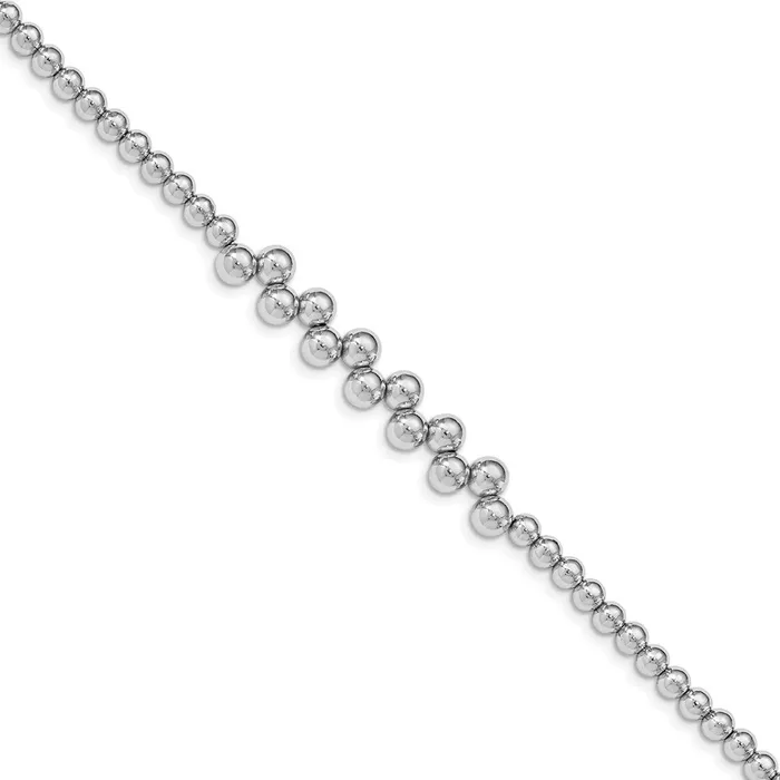 WB Choice Jewelry Bracelets Sterling Silver Rhodiumplated Polished Beaded w125 in ext BraceletWBCQG48277
