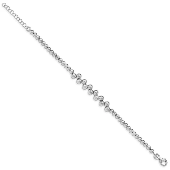WB Choice Jewelry Bracelets Sterling Silver Rhodiumplated Polished Beaded w125 in ext BraceletWBCQG48277 WB Choice Jewelry Bracelets Sterling Silver Rhodiumplated Polished Beaded w125 in ext BraceletWBCQG48277