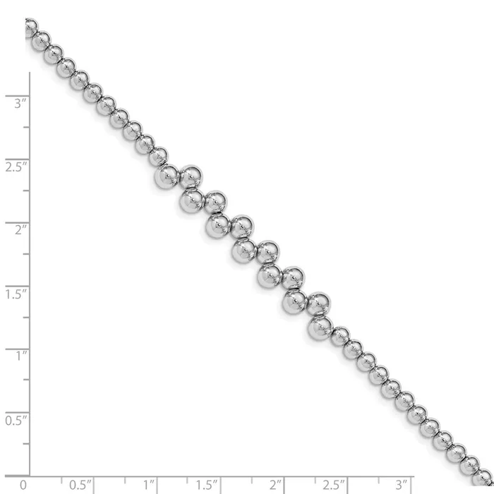 WB Choice Jewelry Bracelets Sterling Silver Rhodiumplated Polished Beaded w125 in ext BraceletWBCQG48277 WB Choice Jewelry Bracelets Sterling Silver Rhodiumplated Polished Beaded w125 in ext BraceletWBCQG48277
