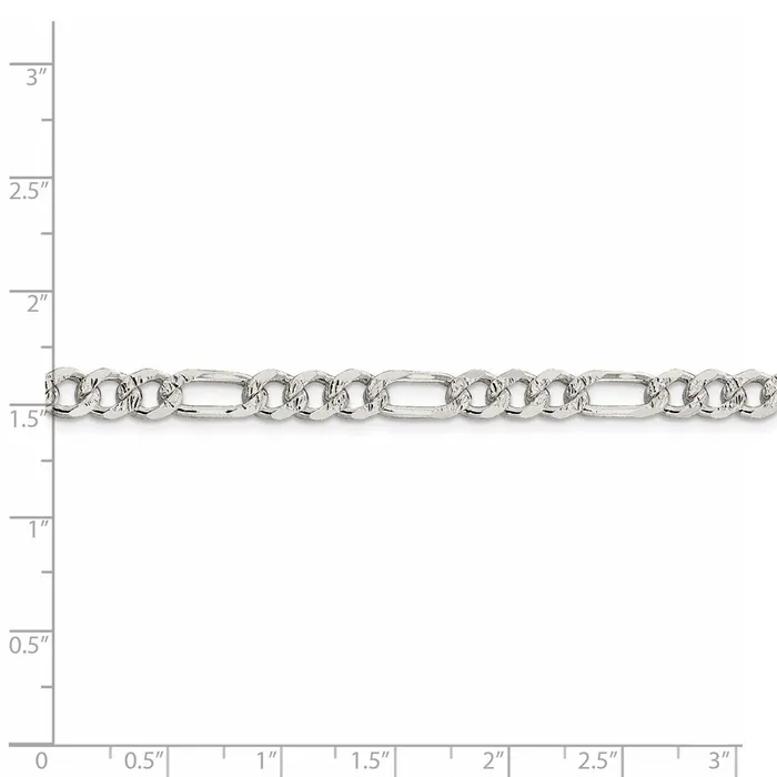 WB Choice Jewelry Rings Sterling Silver 55mm Pav Flat Figaro ChainWBCQFF15016