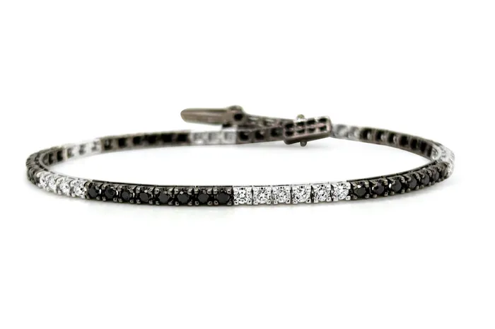 Albert Hern Bracelets Bracelet 18kt Gold Tennis Black White Diamonds