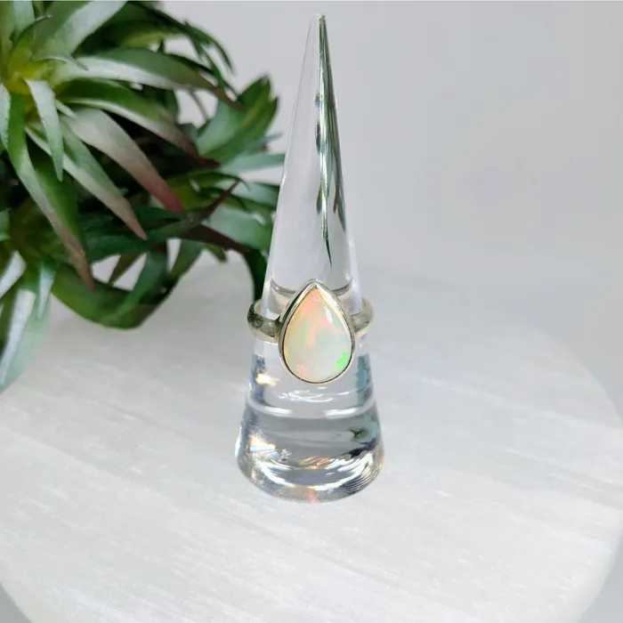 Ethiopian Opal Ring SS Teardrop Size 7 LV5998 Bliss Crystals Rings