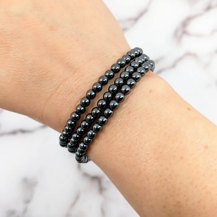 Hematite 7 4mm Beaded Bracelet SK9625 Bliss Crystals Bracelets