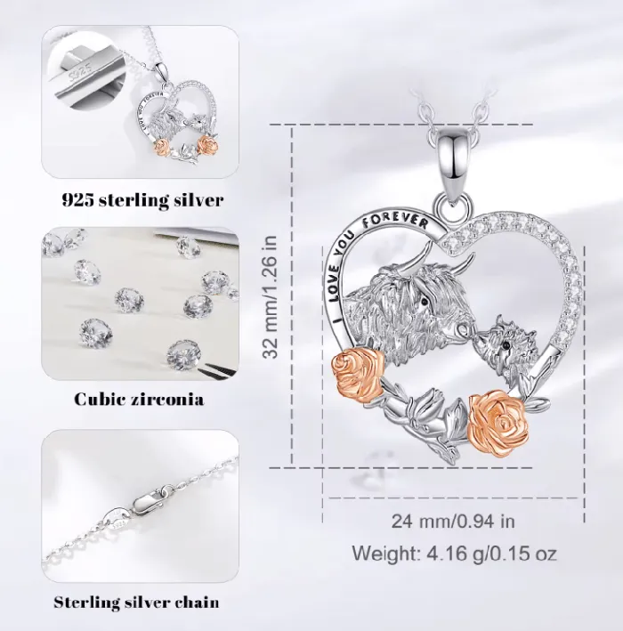 Highland Cow Necklaces Sterling Silver Beautiful Gifts ALibaba Rings