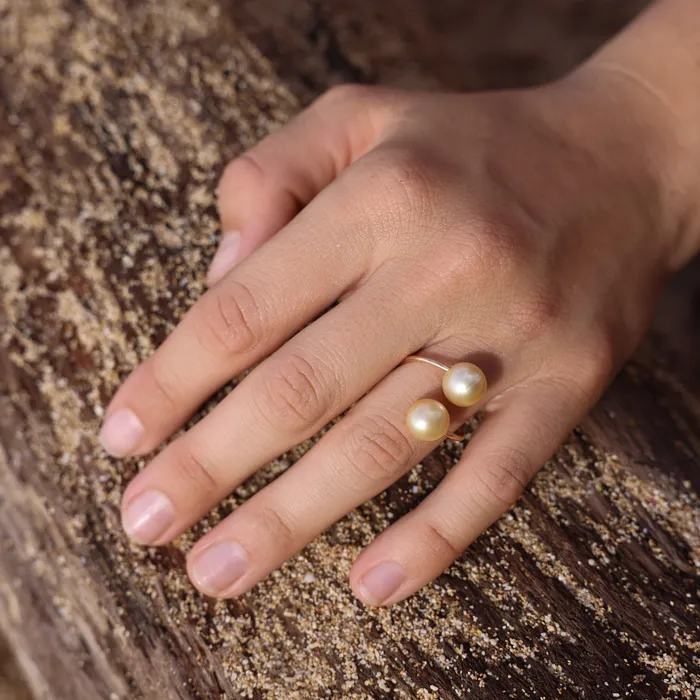 misha hawaii Rings Mykonos Golden South Sea Pearl Ring