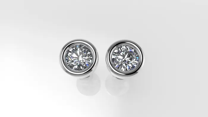 14k Earrings with 2 DIAMONDS 050ct VS1 STT Bezel Push Back Jcm 21 jewelry Earrings