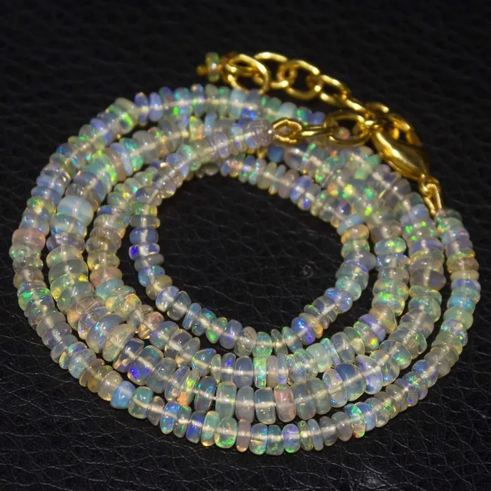 Beads Supplies USA Necklaces Natural Welo Ethiopian Opal Gold Vermeil Smooth Rondelle Necklace 18 25mm 5mm Beads Supplies USA Necklaces Natural Welo Ethiopian Opal Gold Vermeil Smooth Rondelle Necklace 18 25mm 5mm