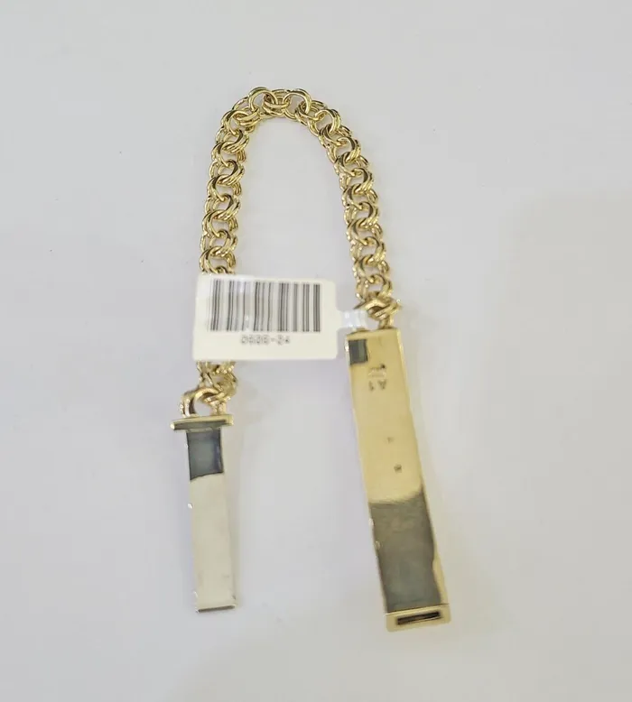 Bracelets 10k Chino ID Bracelet Yellow Gold Box Lock Real 10kt 6 Gold and Diamond