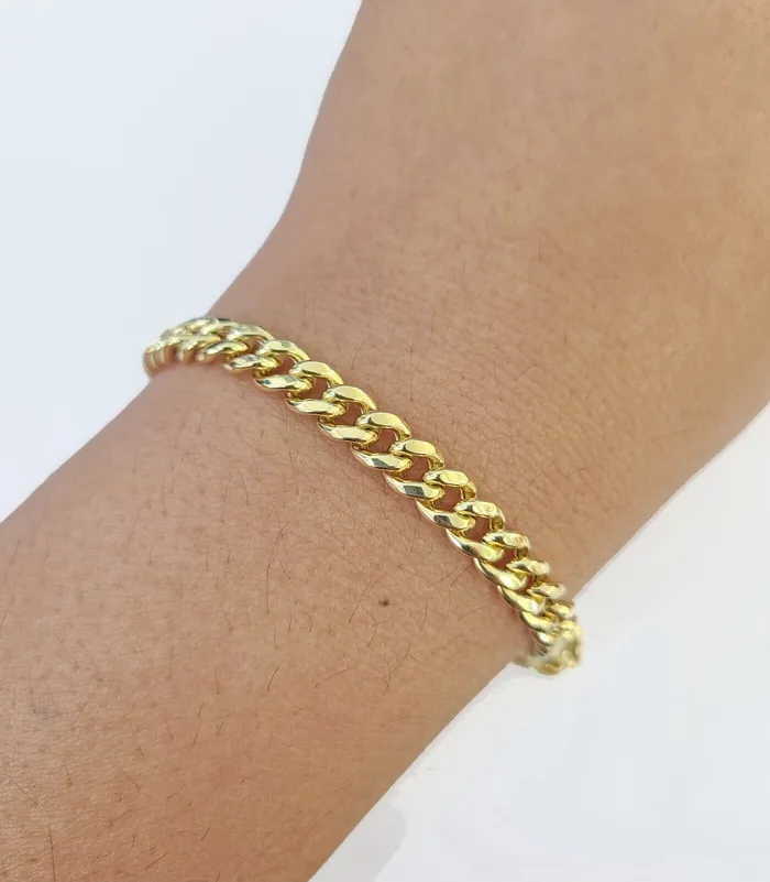 Bracelets 14K Gold Miami Cuban Bracelet 7 Inch 6mm Box Clasp Link men women REAL 14KT Gold and Diamond Bracelets 14K Gold Miami Cuban Bracelet 7 Inch 6mm Box Clasp Link men women REAL 14KT Gold and Diamond