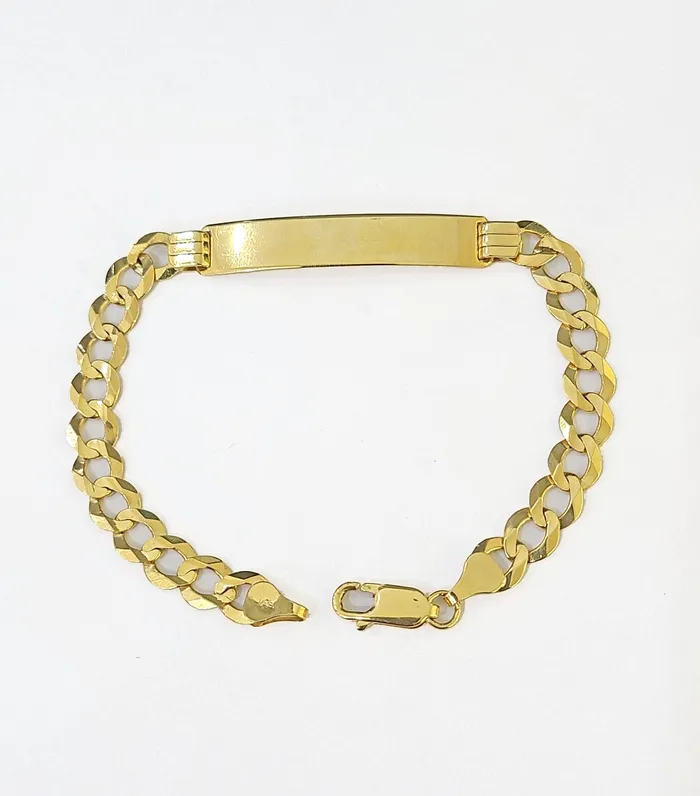 Bracelets globalwatches10 10k Yellow Gold Cuban Link ID Bracelet 8 7mm Lobster Clasp Real 10Kt