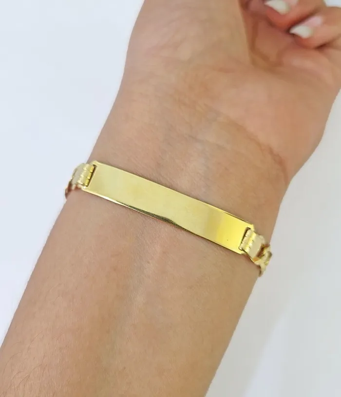 Bracelets globalwatches10 10k Yellow Gold Cuban Link ID Bracelet 8 7mm Lobster Clasp Real 10Kt