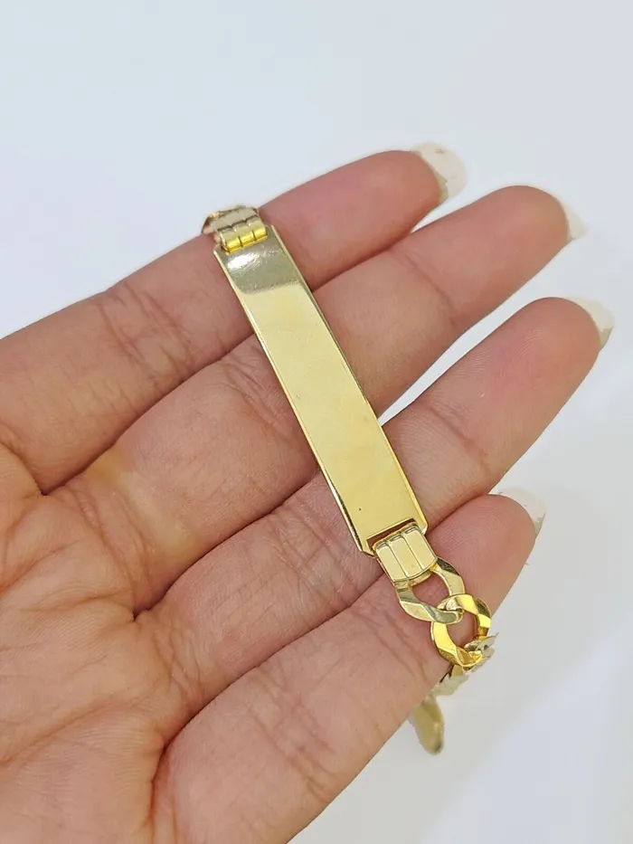 Bracelets globalwatches10 10k Yellow Gold Cuban Link ID Bracelet 8 7mm Lobster Clasp Real 10Kt