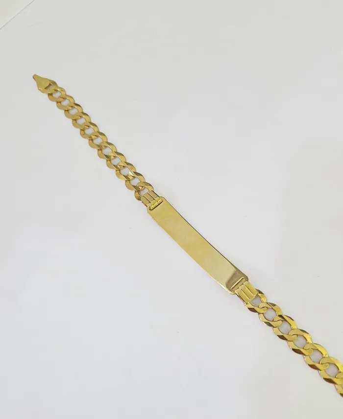 Bracelets globalwatches10 10k Yellow Gold Cuban Link ID Bracelet 8 7mm Lobster Clasp Real 10Kt