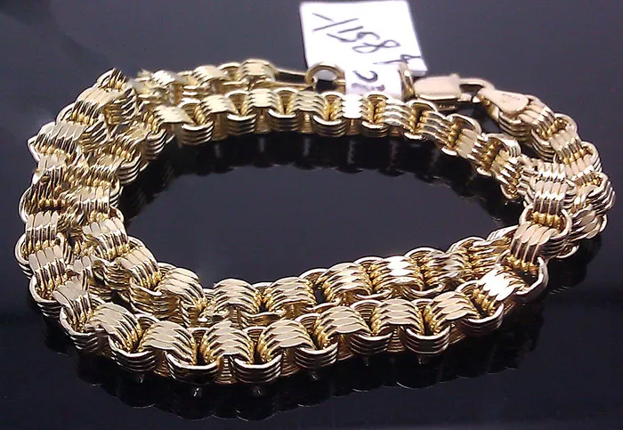 Bracelets Gold and Diamond 8 Inch REAL 10k Yellow Gold Byzantine Bracelet Men Women