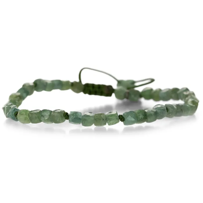 Bracelets Joseph Brooks 4mm Faceted Cube Green Tourmaline Bead Bracelet