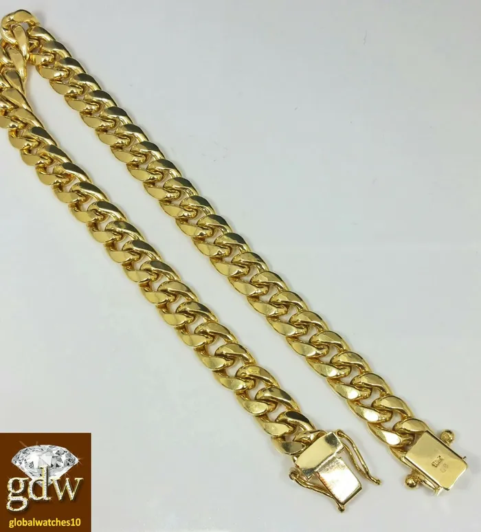 Bracelets Real 10k Yellow Gold Miami Cuban Bracelet 7mm 8 Inch Unisex Box Lock Gold and Diamond Bracelets Real 10k Yellow Gold Miami Cuban Bracelet 7mm 8 Inch Unisex Box Lock Gold and Diamond