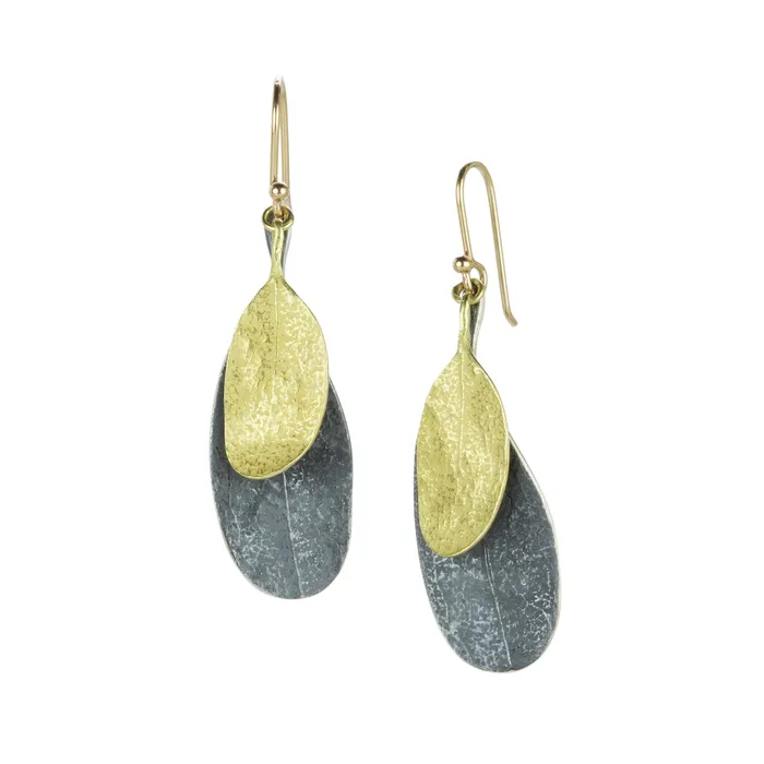 Earrings John Iversen Mixed Metal Double Leaf Drop Earrings