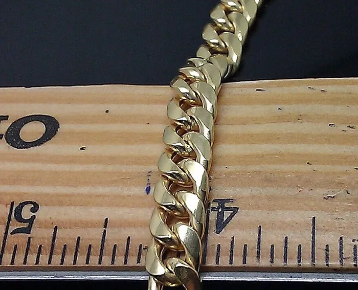globalwatches10 REAL 10k Gold Miami Cuban Chain 7mm 17 Inch Necklace Box Lock Choker Women Men Necklaces