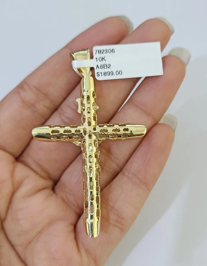 Gold and Diamond Necklaces 10k Gold Byzantine Necklace INRI Jesus Cross Charm 1826 inches 3mm SET Chain