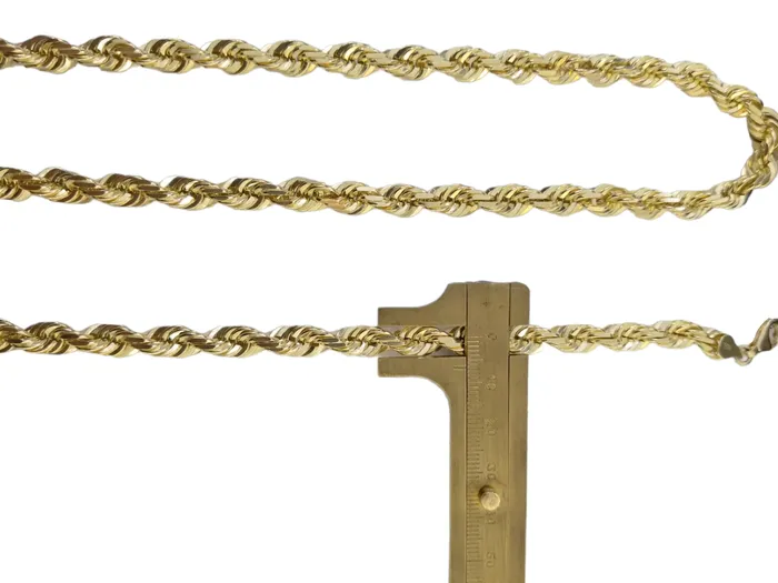 Gold and Diamond Necklaces 10k Gold Rope Chain For MenWomen Necklace Diamond Cut 6mm 20 Inch SOLID