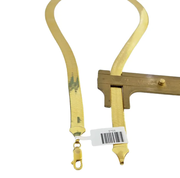 Gold and Diamond Necklaces Solid 10k Yellow Gold Herring Bone Chain Necklace 9mm 22 Inch Lobster lock REAL