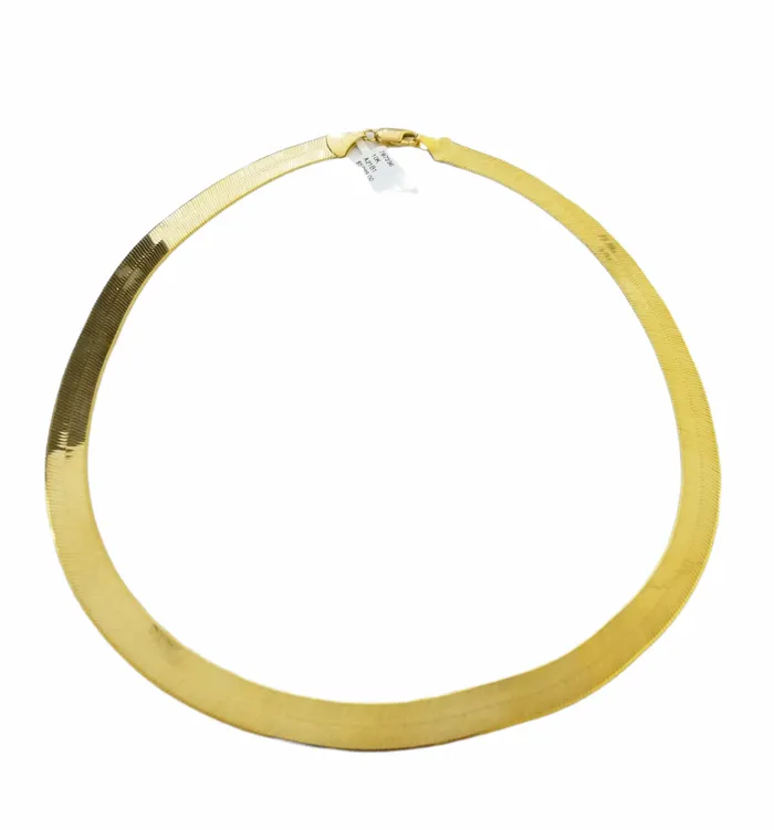 Gold and Diamond Necklaces Solid 10k Yellow Gold Herring Bone Chain Necklace 9mm 22 Inch Lobster lock REAL