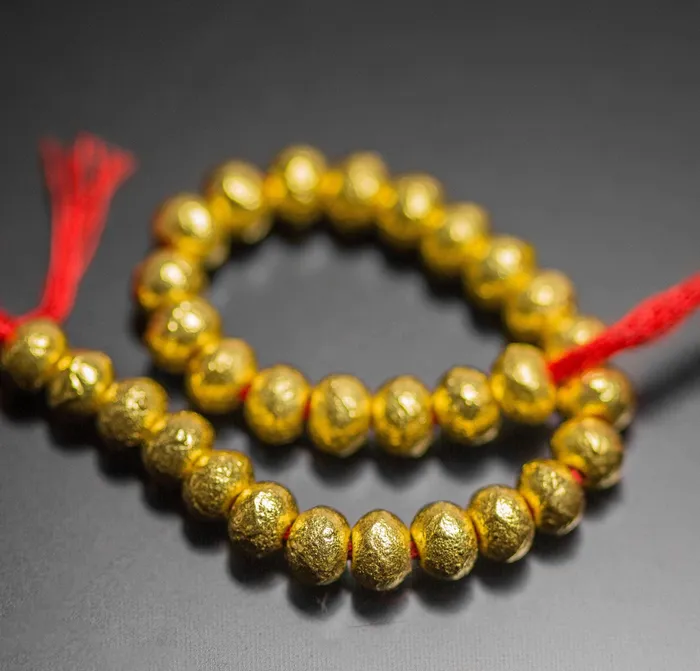 Jalvi Co PreStyled Sets 5pc Handmade 18k Solid Gold Handmade Textured Rondelle Hollow Beads Spacer Findings Jalvi Co PreStyled Sets 5pc Handmade 18k Solid Gold Handmade Textured Rondelle Hollow Beads Spacer Findings