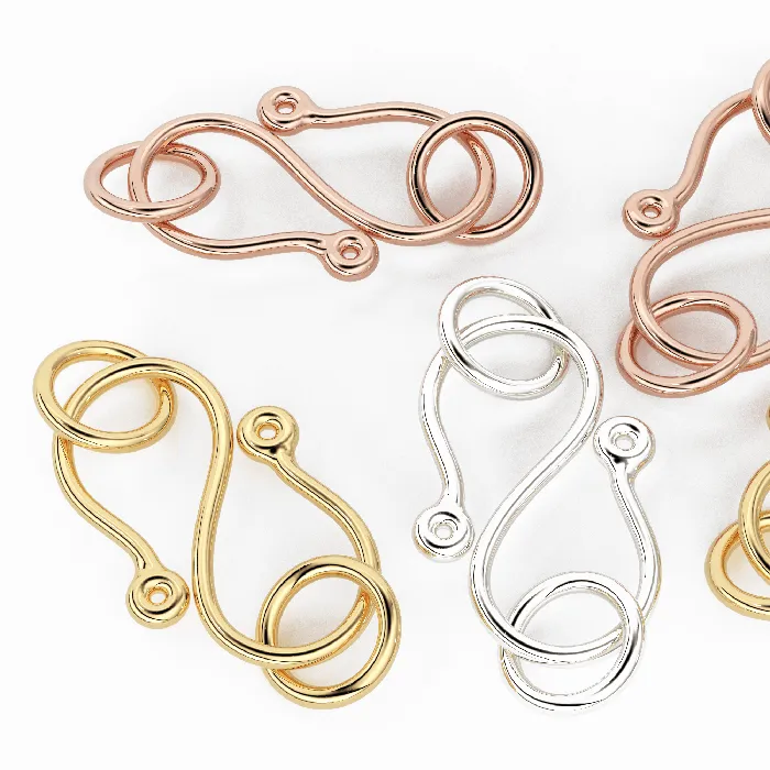 Jalvi Co PreStyled Sets 85mmx145mm 18k Solid Gold Classic S Hook Clasp Finding Jalvi Co PreStyled Sets 85mmx145mm 18k Solid Gold Classic S Hook Clasp Finding
