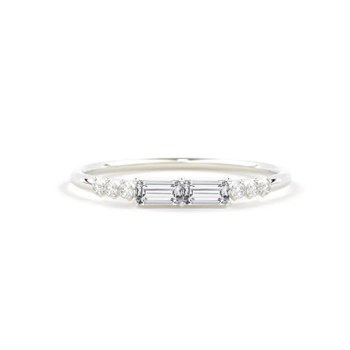 Jalvi Co Rings Baguette Ring 14k Gold Baguette Diamond Stacking Ring Rose Gold Baguette Ring Minimalist Baguette Ring Double Baguette Ring