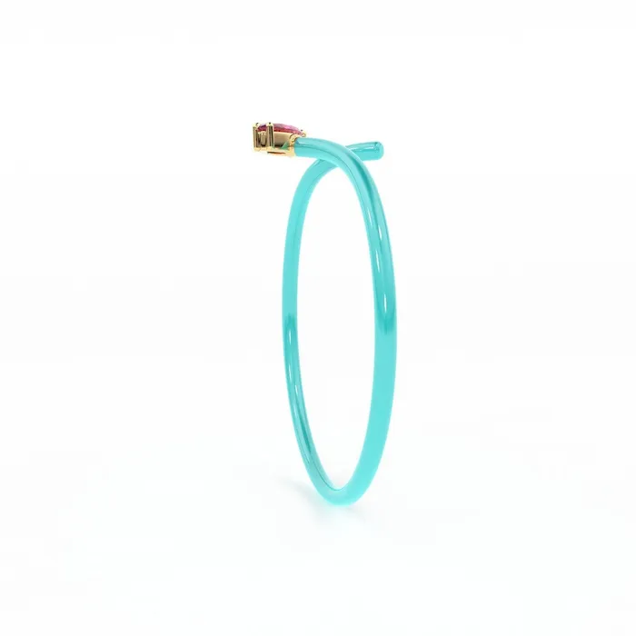 Jalvi Co Rings Pink Tourmaline Vine Ring in 14k Gold Turquoise Blue Enamel Handmade Ring Designer Gemstone Ring Marquise Gemstone Band High Jewelry