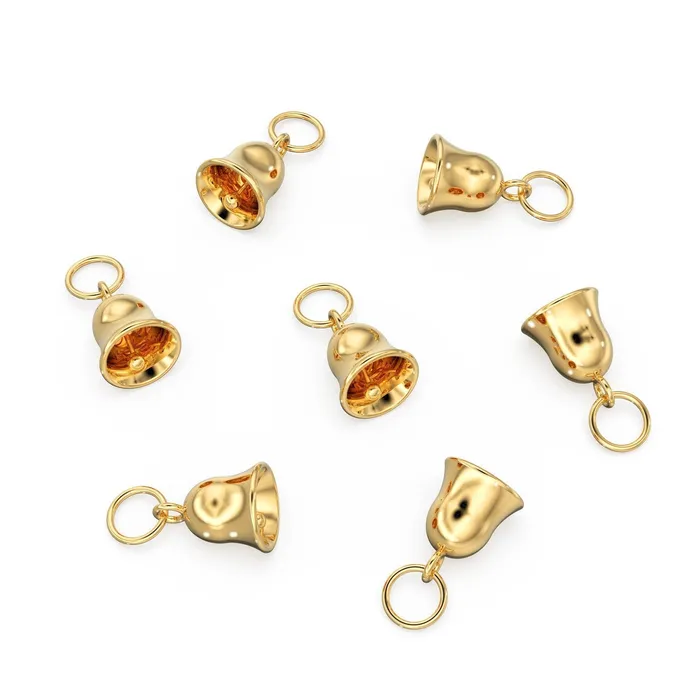 Jingle Bell Solid Gold Charm Pendant 14k 18k Solid Gold Sleigh Bell Diamond Charm Bell Charm Sale Jalvi Co Charm Necklaces