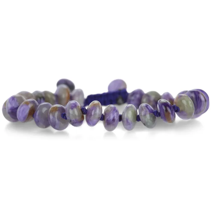 Joseph Brooks 8mm Smooth Charoite Beaded Macrame Bracelet Bracelets