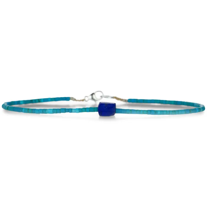 Margaret Solow Bracelets Heishi Turquoise and Lapis Bracelet