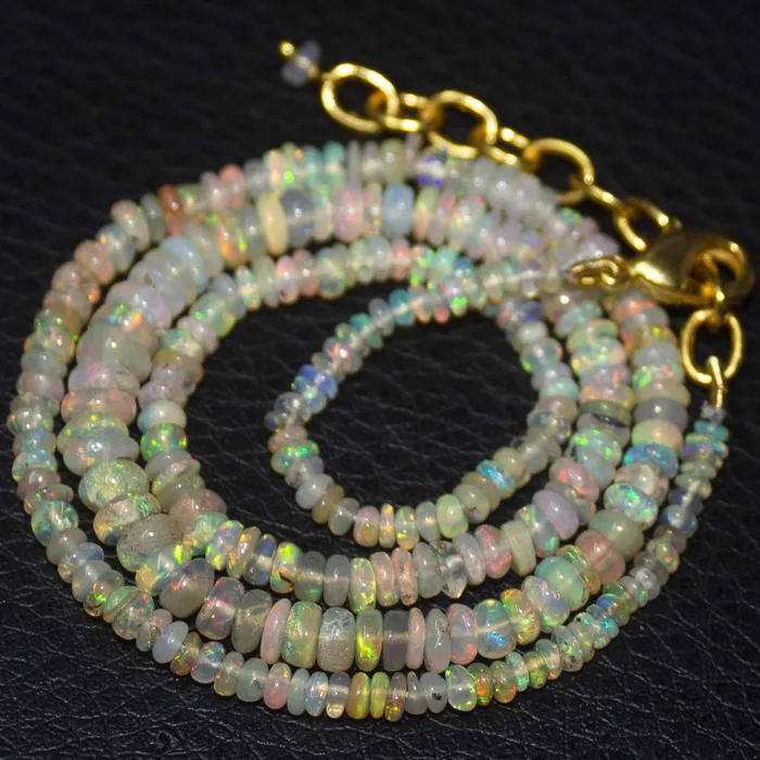 Necklaces Beads Supplies USA Natural Ethiopian Welo Opal Gold Plated Smooth Rondelle Necklace 2mm 5mm 17 Necklaces Beads Supplies USA Natural Ethiopian Welo Opal Gold Plated Smooth Rondelle Necklace 2mm 5mm 17