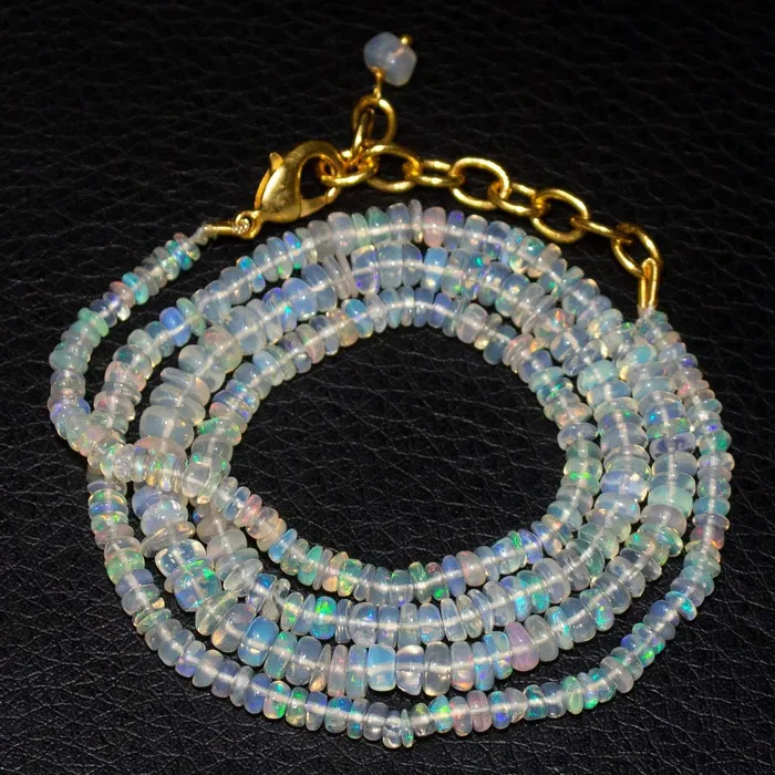 Necklaces Beads Supplies USA Welo Ethiopian Opal Rondelle Gold Plated Gemstone Beads Necklace 20 Necklaces Beads Supplies USA Welo Ethiopian Opal Rondelle Gold Plated Gemstone Beads Necklace 20