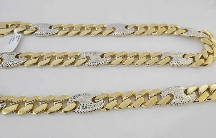 Necklaces Gold and Diamond 10K Yellow Gold 15mm Miami Cuban Mariner Link Chain Necklace 22 Inch 10Kt