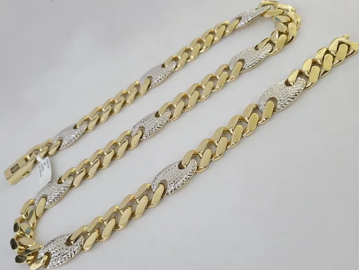 Necklaces Gold and Diamond 10K Yellow Gold 15mm Miami Cuban Mariner Link Chain Necklace 22 Inch 10Kt