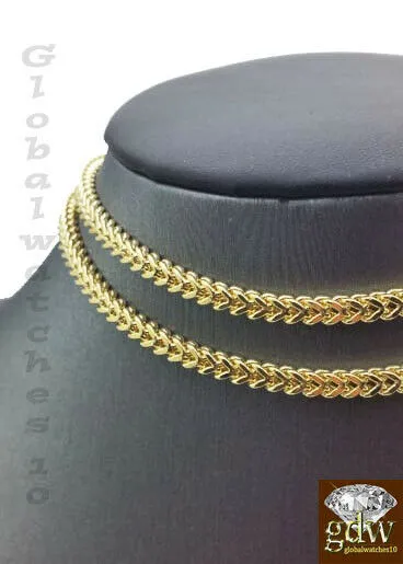 Necklaces Gold and Diamond 10k Yellow Gold Franco Chain for Men Real 10k Chain 28 Inch 4mm Lobster Clasp