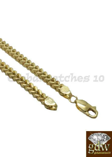 Necklaces Gold and Diamond 10k Yellow Gold Franco Chain for Men Real 10k Chain 28 Inch 4mm Lobster Clasp