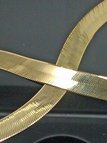 Necklaces Gold and Diamond REAL 10k Solid Yellow Gold Herringbone Necklace Chain 10mm Thick 18 inch Short