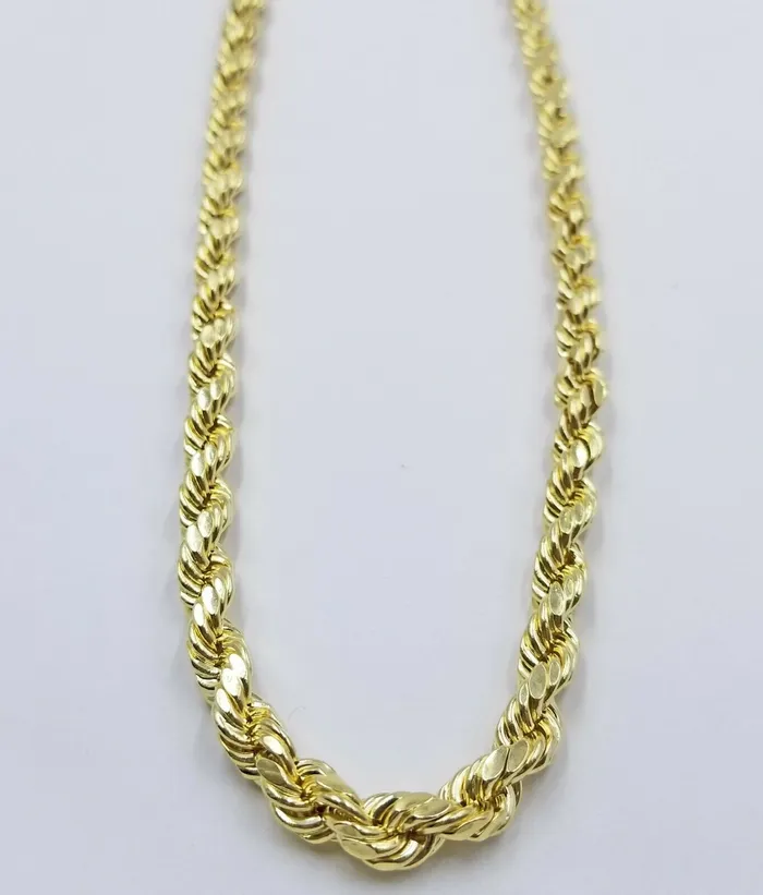 Necklaces REAL 10K Gold Rope Chain 7mm 26 Inch Men Necklace Gold Diamond Cut Gold and Diamond