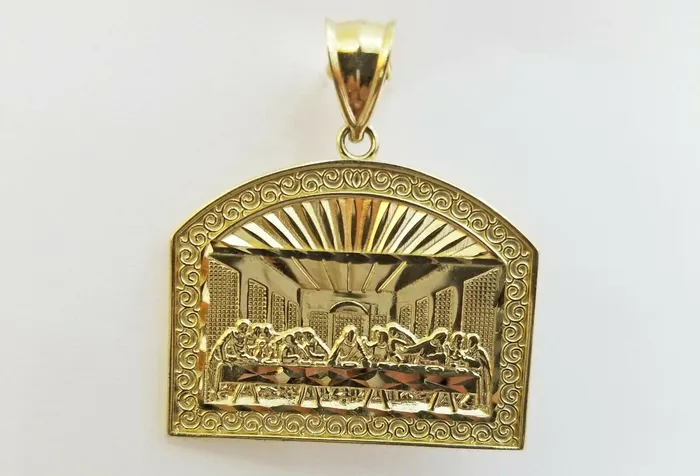 PreStyled Sets Gold and Diamond 10k Real gold Last supper charm with miami cuban chain 24inch 5mm10kt gold set
