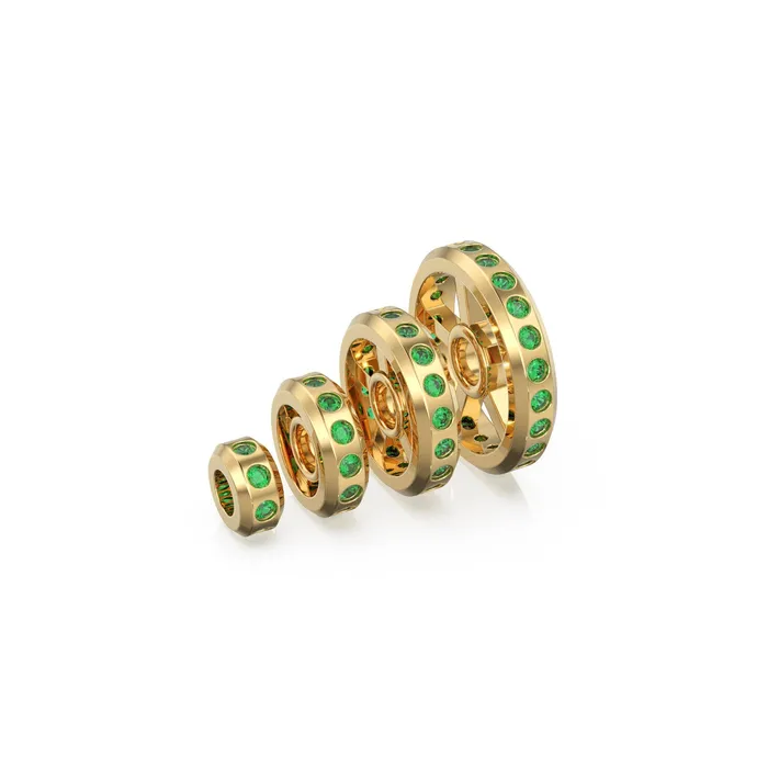 Real Green Emerald 18k Solid Gold Eternity Rondelle Wheel Spacer Handmade Beads Jalvi Co PreStyled Sets Real Green Emerald 18k Solid Gold Eternity Rondelle Wheel Spacer Handmade Beads Jalvi Co PreStyled Sets