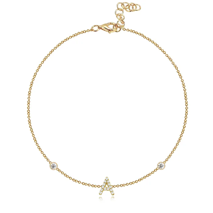 Alev Collection Initial Pave Bezel Bracelet Bracelets