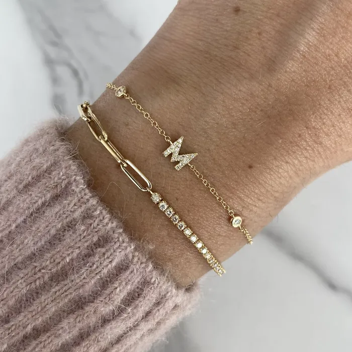 Alev Collection Initial Pave Bezel Bracelet Bracelets