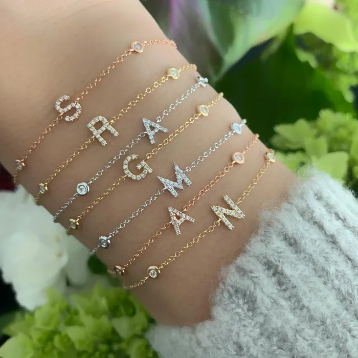 Alev Collection Initial Pave Bezel Bracelet Bracelets